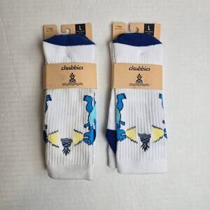 Chubbies Mens Size L/8-12 All Day Sock The Roaring Dinos 2pk Crew Socks NEW